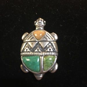 Carolyn Pollack Sterling Silver Turquoise Turtle Pin/Pendant.